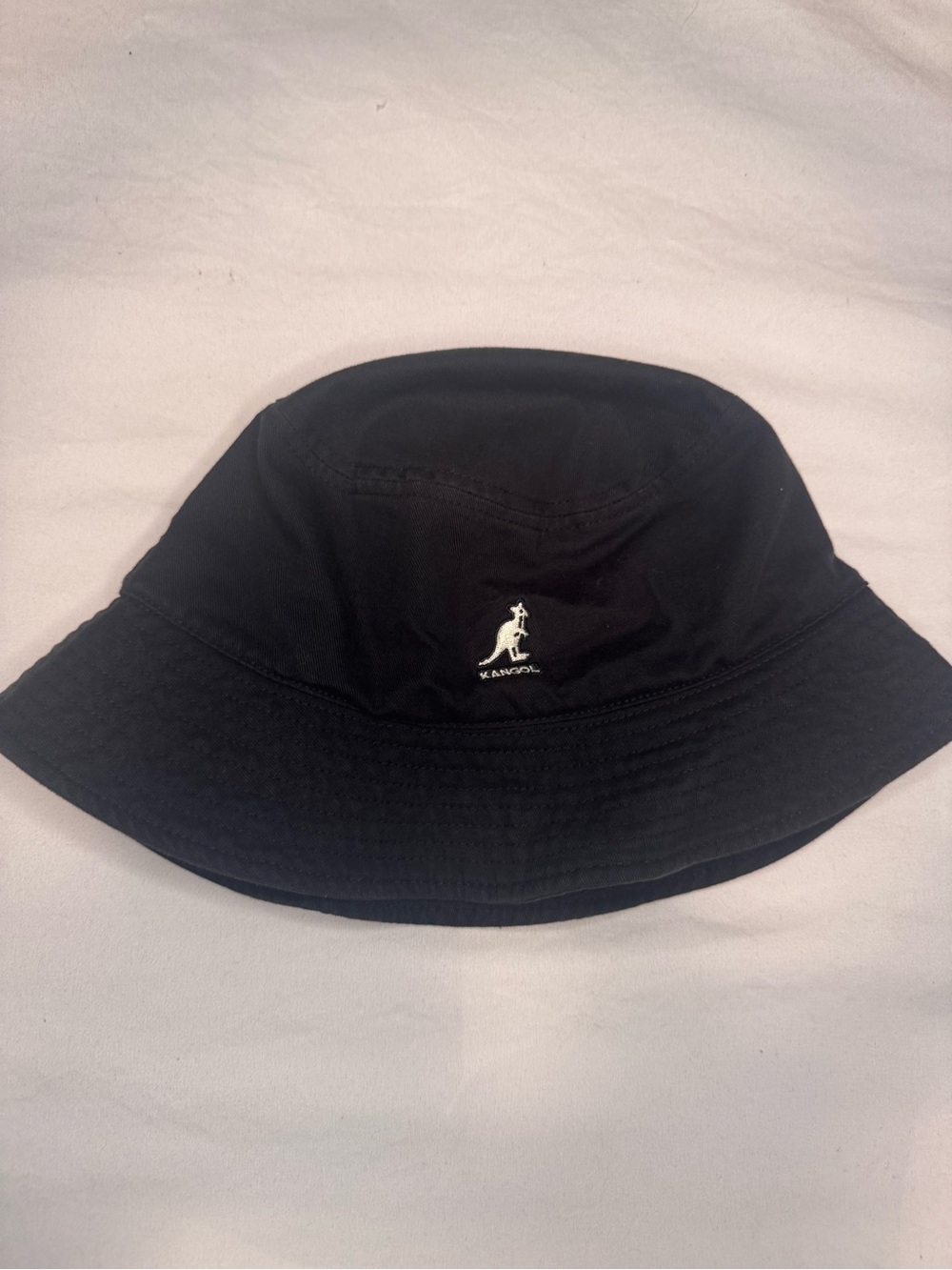 Kangol Black Bucket Hat with White Kangaroo Logo